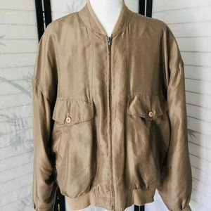 Men's Tan Bomber Jacket - Lightweight Zip Front